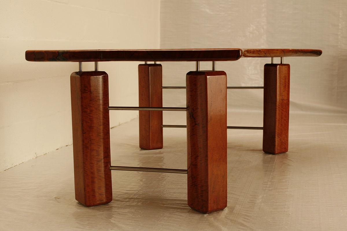 Quilted Fiddleback Redgum and Stainless Steel